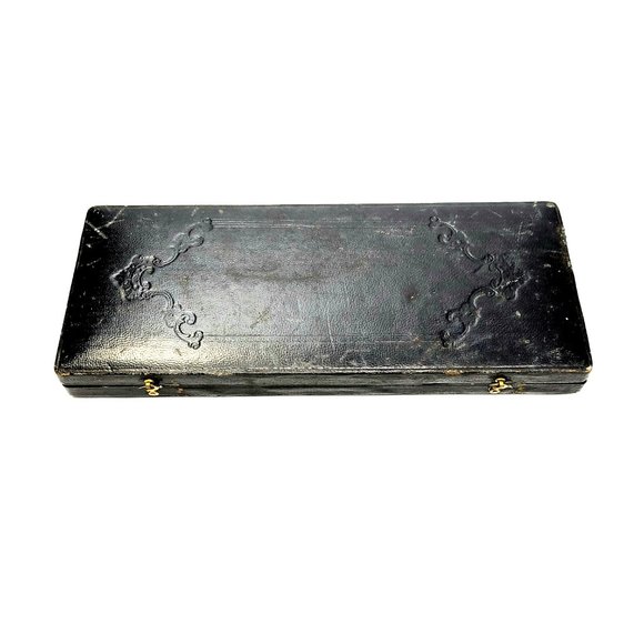 Antique Albert Coles Coin Silver Fork Spoon Knife Set with Box #8495 - Picture 6 of 9